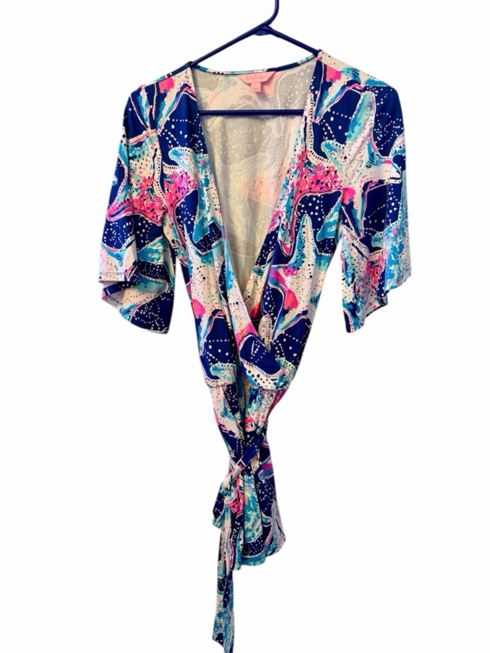 LILLY PULITZER MADILYN TIE WAIST STARFISH Shorts ROMPER Size Small - Picture 8 of 10